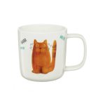 macskás porcelán bögre barna cicás grafikával