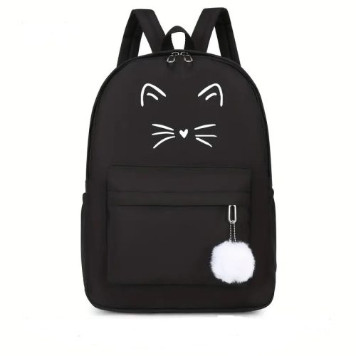 Fekete hátizsák cica fejjel