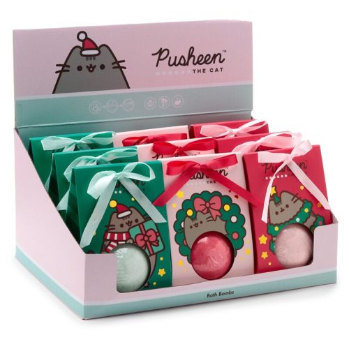 Pusheen macska fürdőbomba díszcsomagolásban – ajándék cicarajongóknak