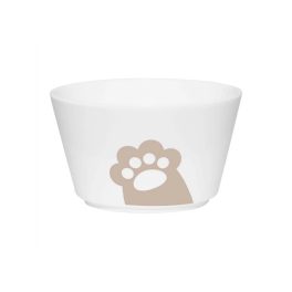 Fehér porcelán tál bézs mancs mintával – cicás konyhai kiegészítő