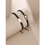 Páros fonott karkötő-fekete és fehér macskafej