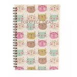 A5 méretű spirálos cicás füzet színes macskafejes mintával