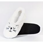Cicás plüss mamusz női szobapapucs – cica arc mintával