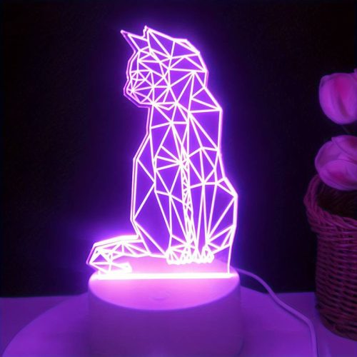 Cicás LED éjjeli fény – 7 színű 3D macskás lámpa modern lakásdekorációhoz