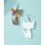 Kézműves cicás ékszer – különleges macska mintás fülbevaló