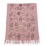 Divatos sál cicákkal-rózsaszín
