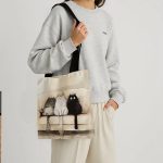 macskás vászontáska három cuki cicával