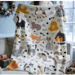 Macskás mintájú flanel takaró kanapéra