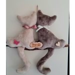 Bézs és barna plüss cicapár ajtódísz – cicás lakásdekoráció