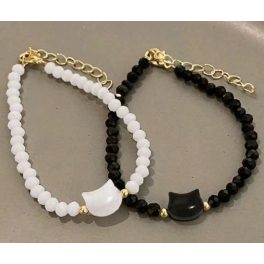 fekete és fehér cicás karkötő – macskafej medálos ékszerszett pároknak
