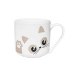 380 ml-es bézs macskás bögre porcelánból