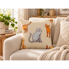 Cicás párnahuzat 45 × 45 cm nappali enteriőrben