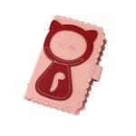 Kártyatartó cicás díszítéssel, rózsaszín-piros színben