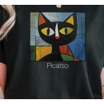 Picasso stílusú macskás női póló