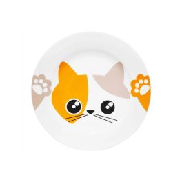 Macskás desszertes tányér fehér porcelánból