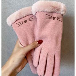 Cicás téli kesztyű rózsaszín színben