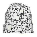 fekete-fehér cicás sapka – stílusos kiegészítő macskabarátoknak