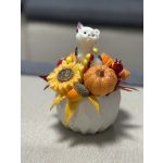 hangulatos őszi dísz asztalra cicás figurával