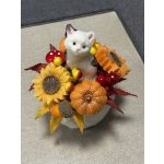 Őszi cicás asztaldísz – kézműves lakásdekor