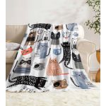 Meleg kuckózós pléd macskás mintával – kanapéra és ágyra