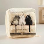 Három cicás egészségügyi betét tároló – steppelt, cipzáras