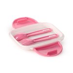 pusheen macskás rózsaszín ételhordó doboz evőeszközzel