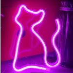 Rózsaszín fényű, macska alakú LED neon lámpa