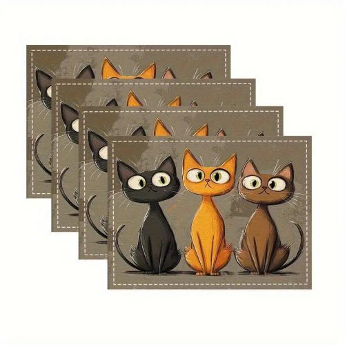 4 db-os cicás tányéralátét szett vászonból