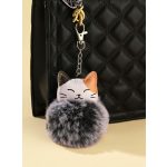 pomponos cicás kulcstartó táskára