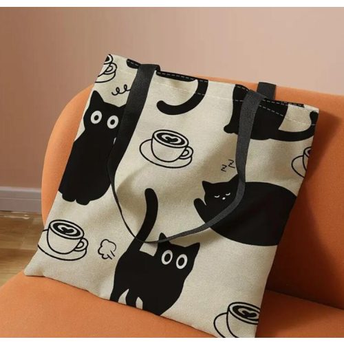 Stílusos macskás vászontáska